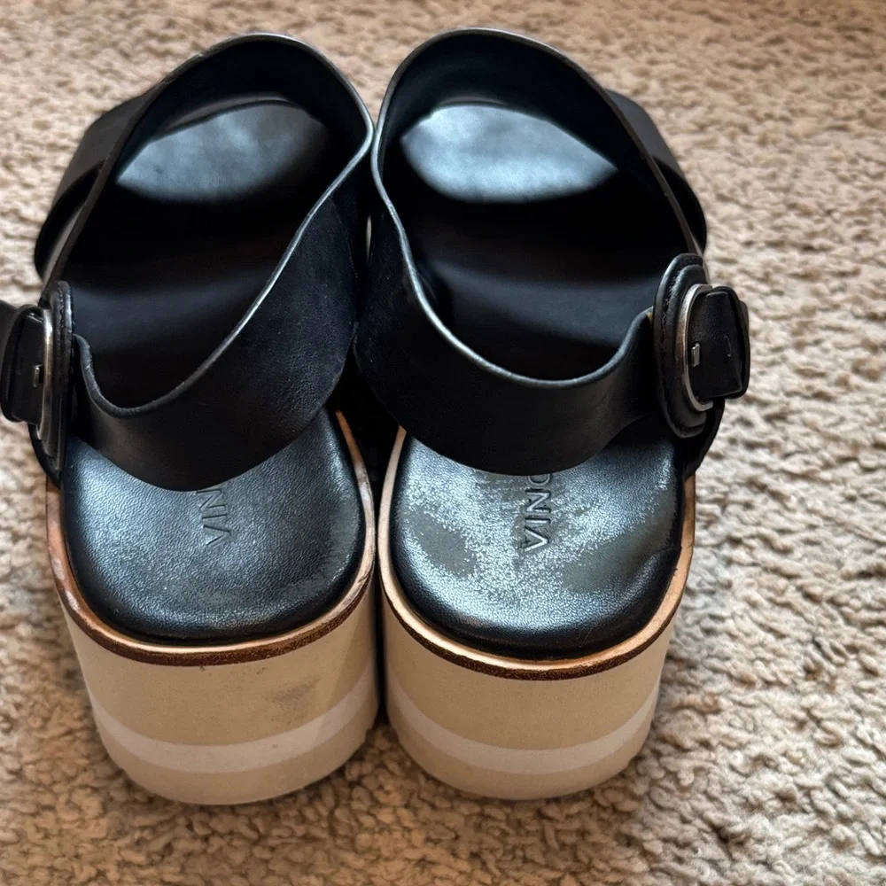 Vince Black and Cream Platform Sandals